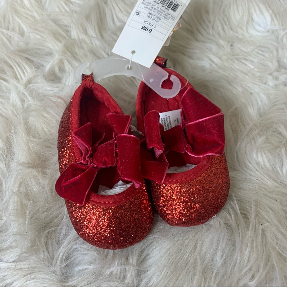 Cat & Jack Red Glitter Baby Shoes | 6-9 months